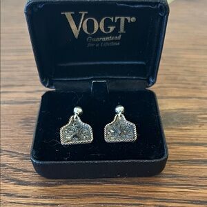 Silver-Tone Engraved Southwestern Drop Earrings